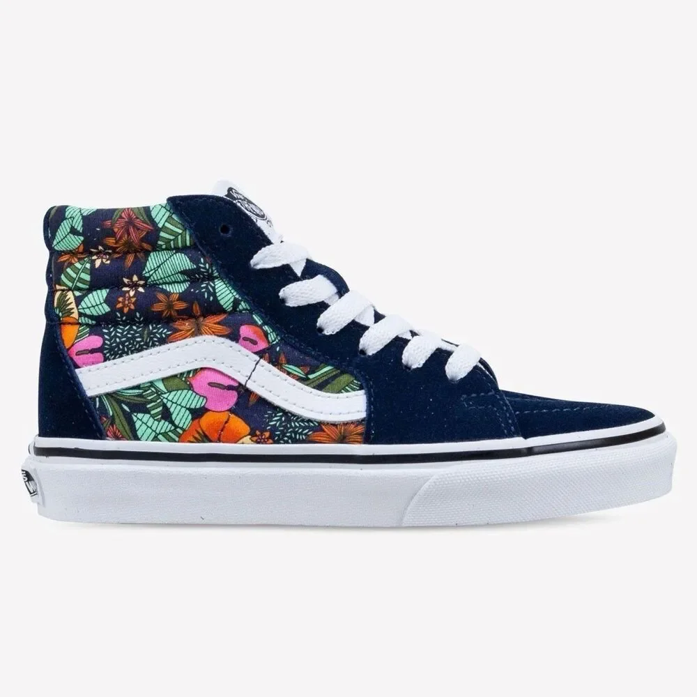 VANS Kids Sz 13 Multi Tropic Sk8 Hi-Top Sneakers Shoes Blue Suede Skate RARE